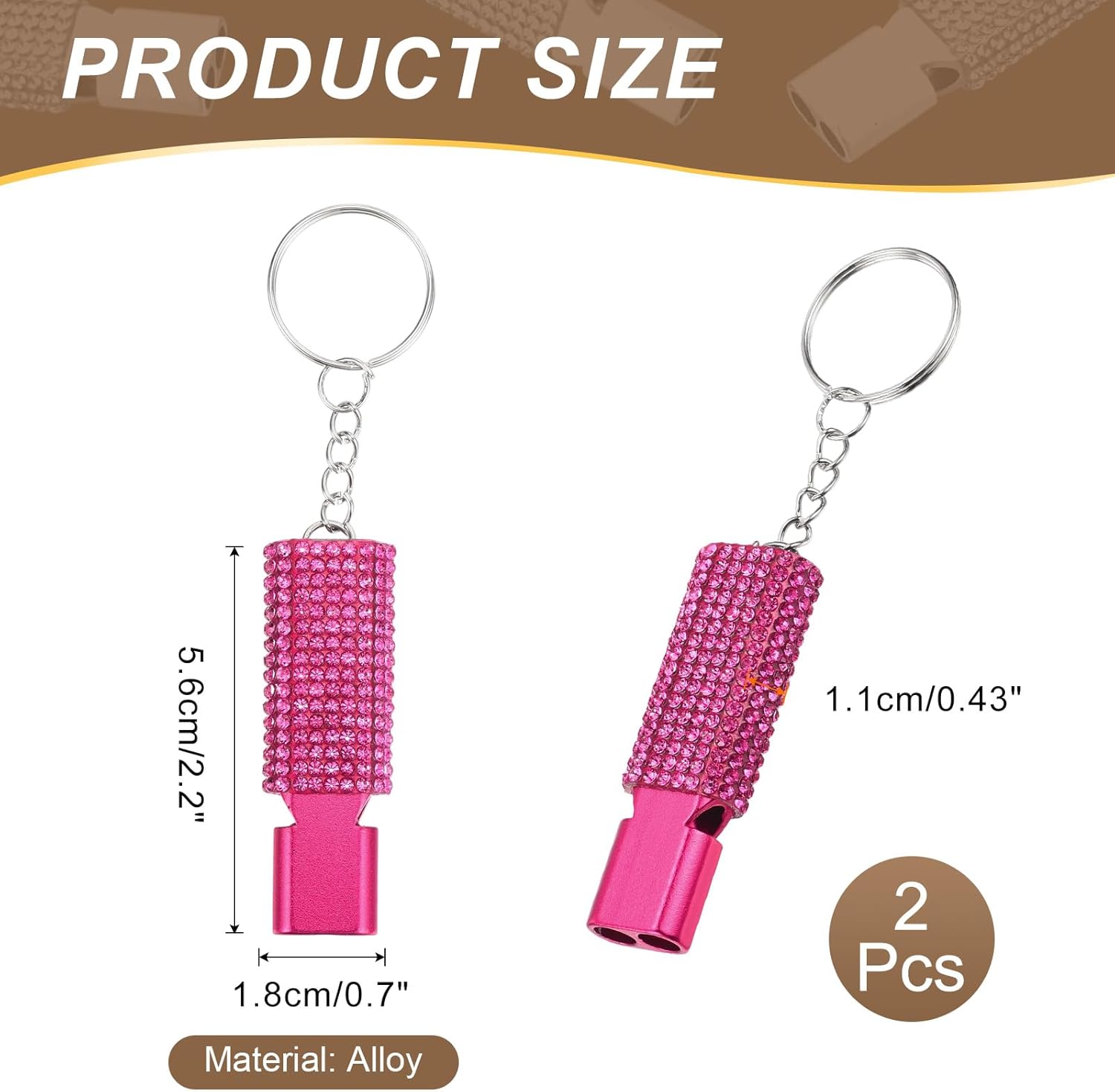 Detalle de PATIKIL Emergency Whistle with Keychain in Rose Red – Loud Dual-Tube Survival Signalling
