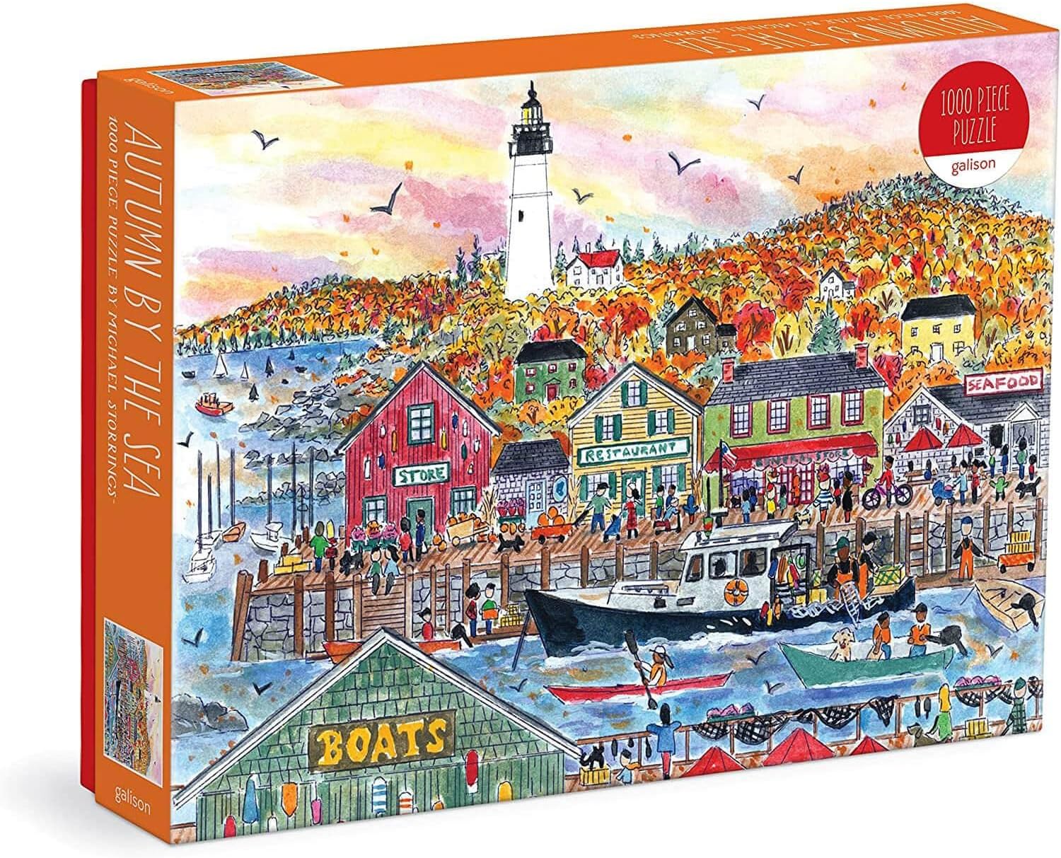Detalle de Michael Storrings Autumn By the Sea 1000-Piece Puzzle by Galison