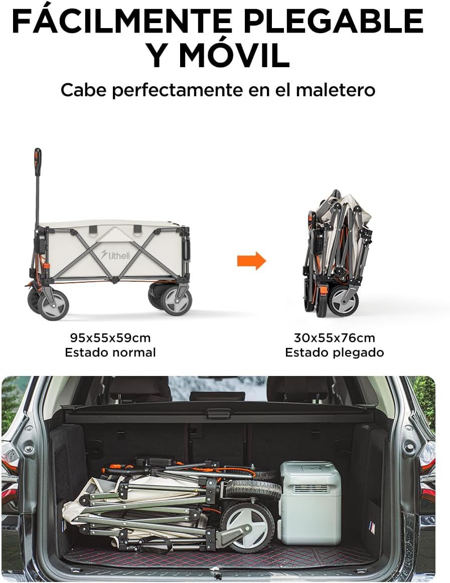 Thumbnail 5 de Litheli Carretilla eléctrica plegable para camping y jardín 🚜