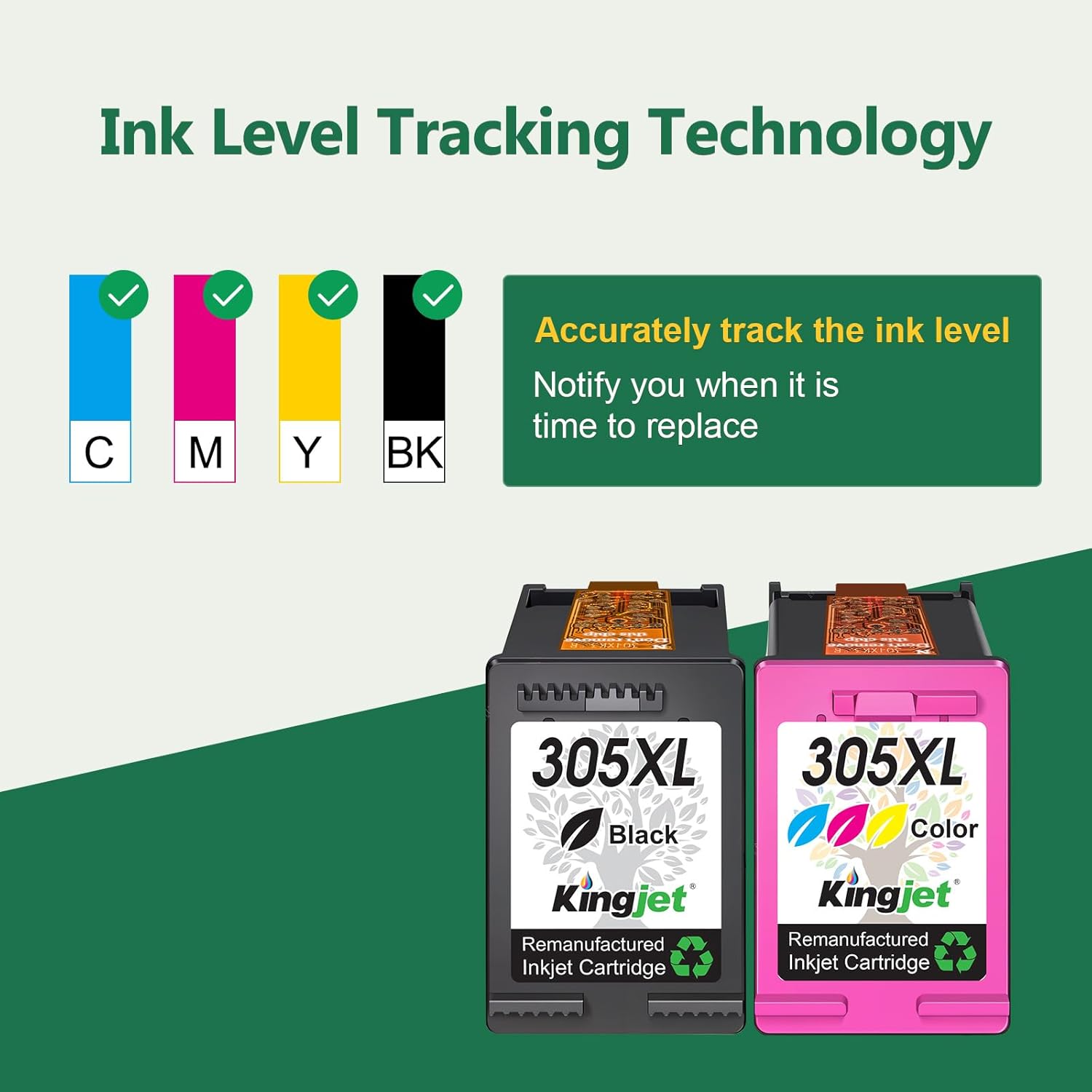 Thumbnail 1 de KINGJET 305XL Remanufactured Ink Cartridges for HP 305 – Black & Colour 2-Pack