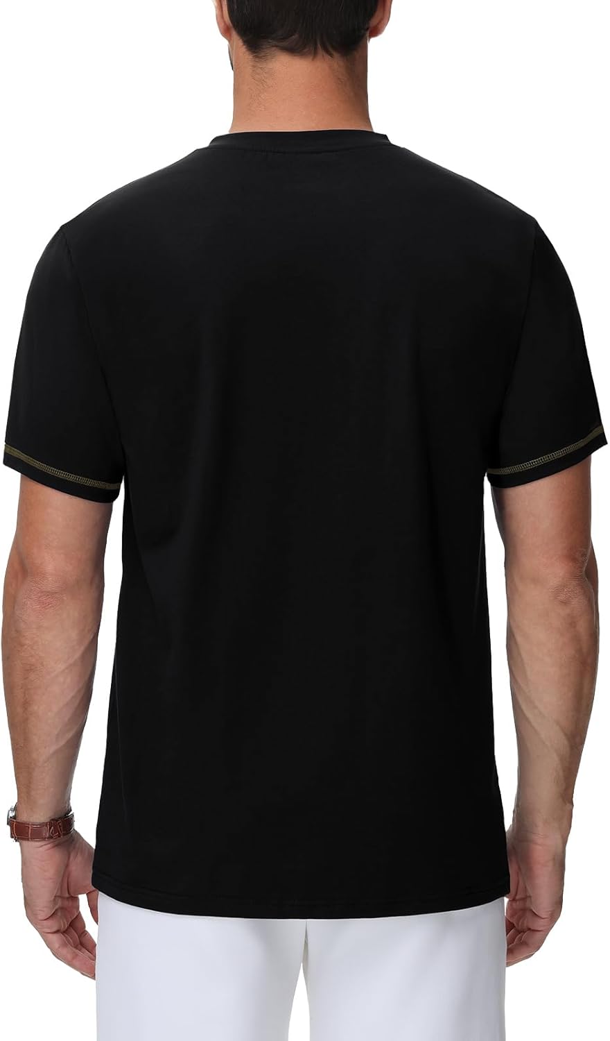 Thumbnail 1 de HMIYA Henley Kurzarm T-Shirt für Herren – Baumwolle, Knopf-Detail, Color-Blocking Ärmeln