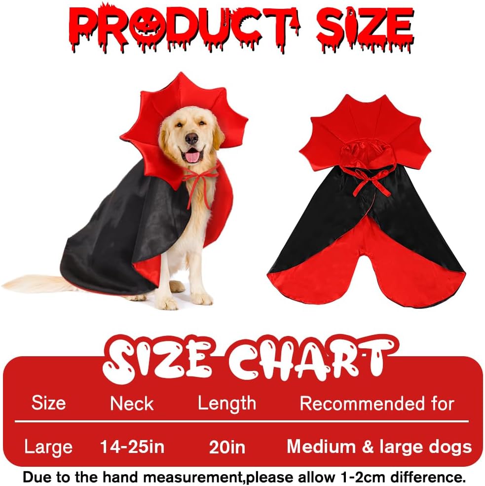 Detalle 2 de Vellibring VB-US-HA194M1P1 Dog Vampire Cape, Adjustable Red-and-Black Costume