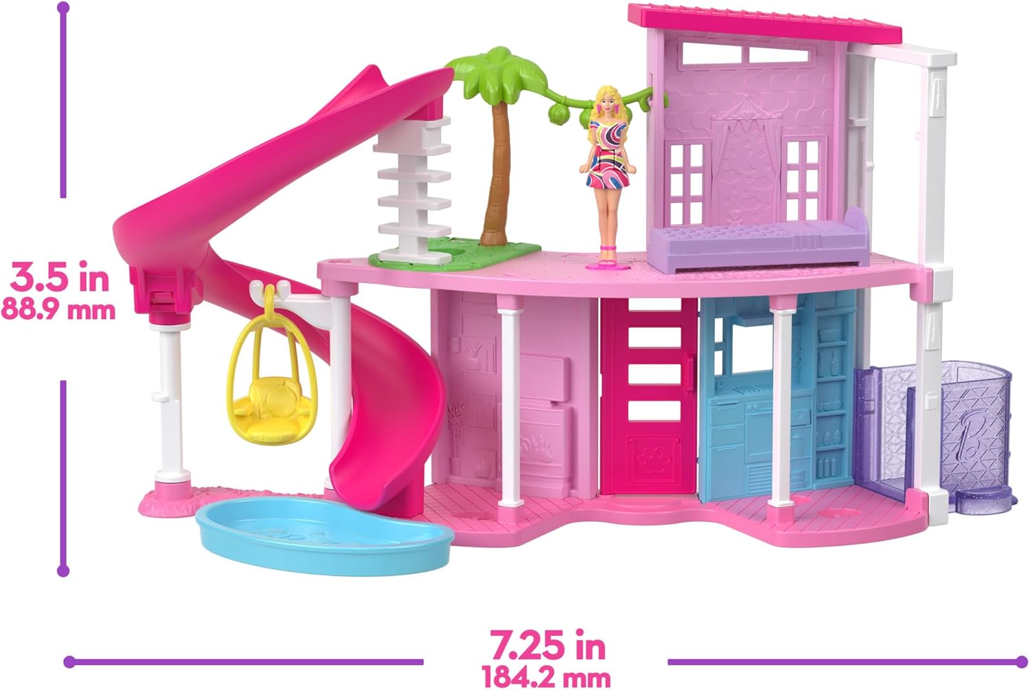 Detalle de Barbie Maison de Rêve Mini-BarbieLand – Coffret avec 3 Véhicules et 4 Poupées