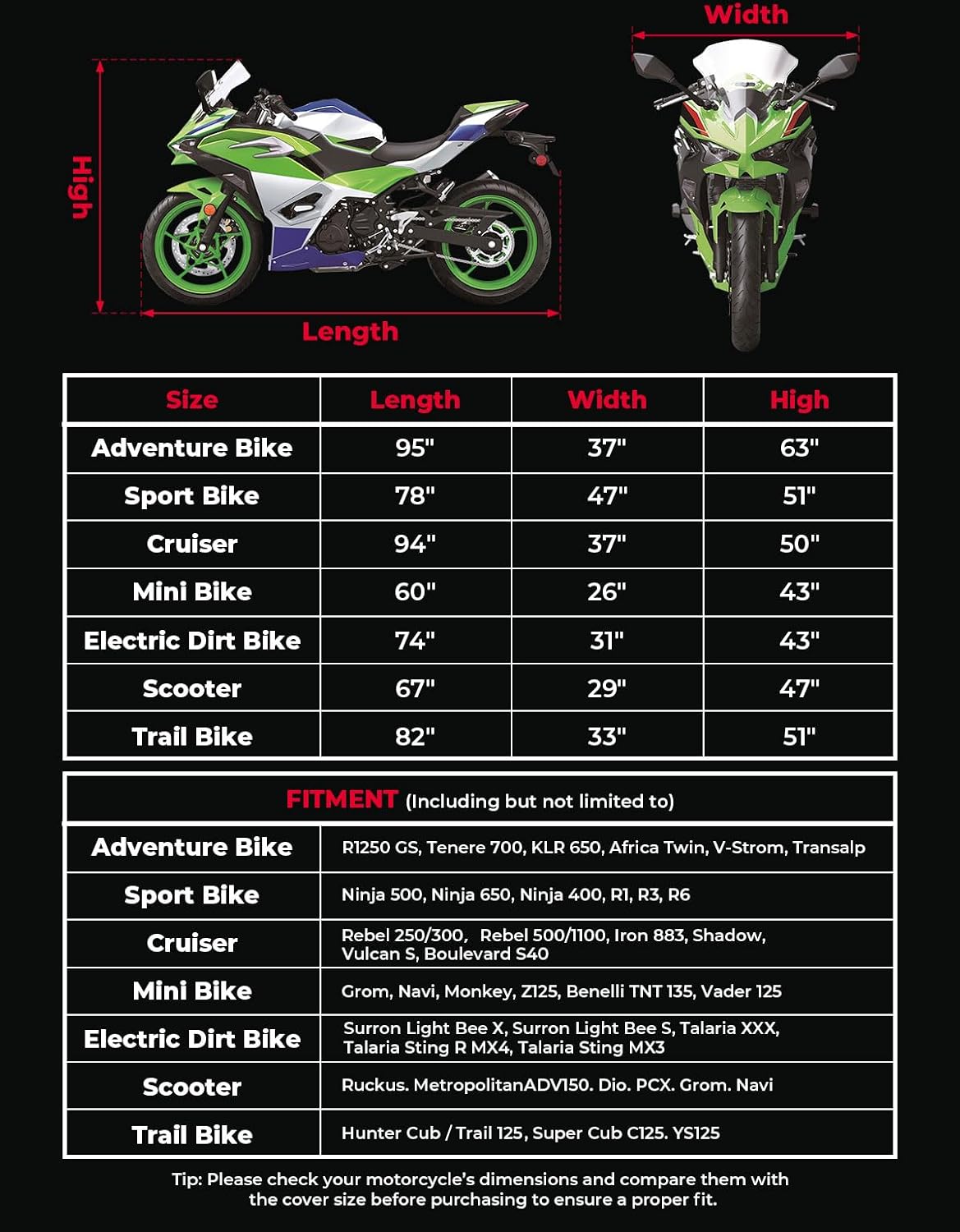 Thumbnail 6 de KEMIMOTO 420D Heavy Duty Waterproof Motorcycle Cover with Side/Top Box Compatibility