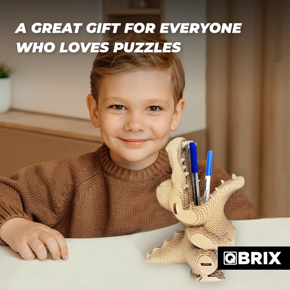 Detalle de QBRIX Crocodile Pen Holder 3D Puzzle, Cardboard