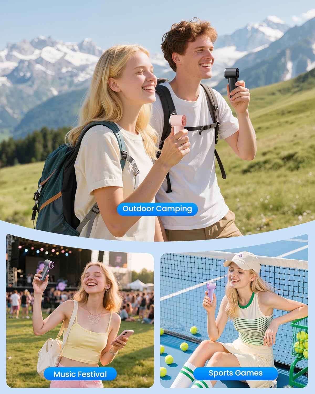 Thumbnail 6 de Gaiatop Mini Portable Fan Handheld Fan, 4000mAh Battery, 6 Speeds – Compact, Long-Lasting Personal Cooler