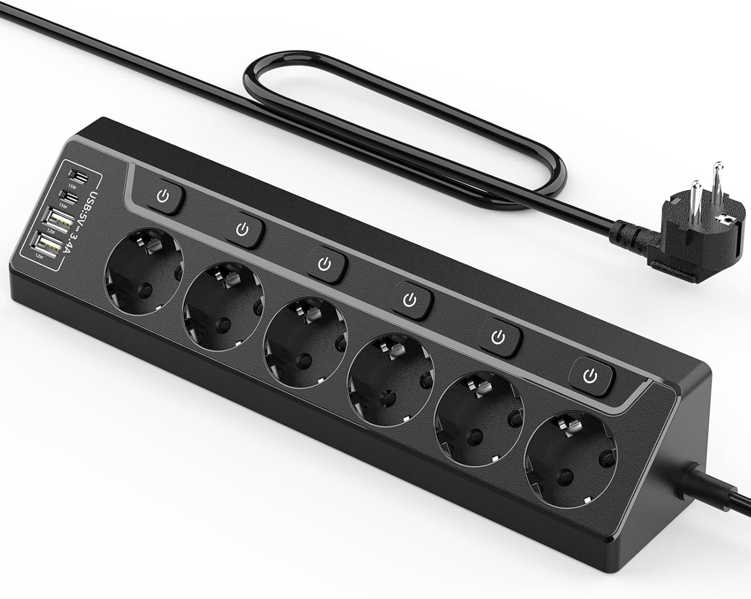 Detalle de Eck Steckdosenleiste mit USB C 2 m Kabel