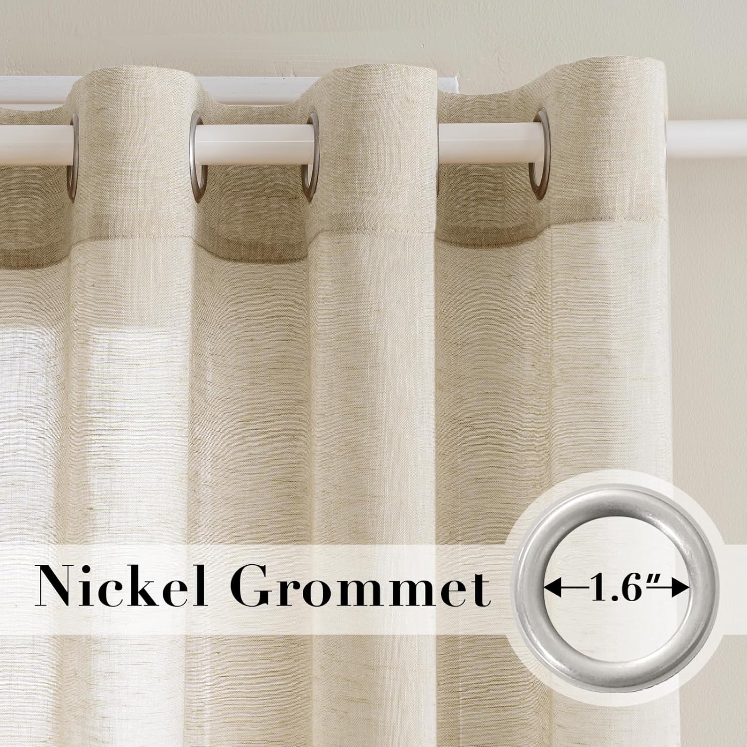 Detalle 2 de H.VERSAILTEX Linen Curtains 52x84 inch