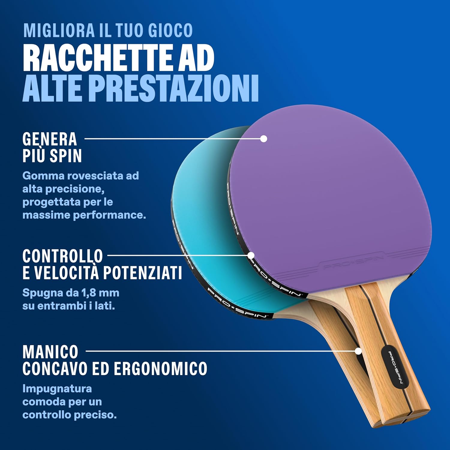 Thumbnail 6 de PRO-SPIN Set da Tavolo Portatile per Ping Pong 183 cm