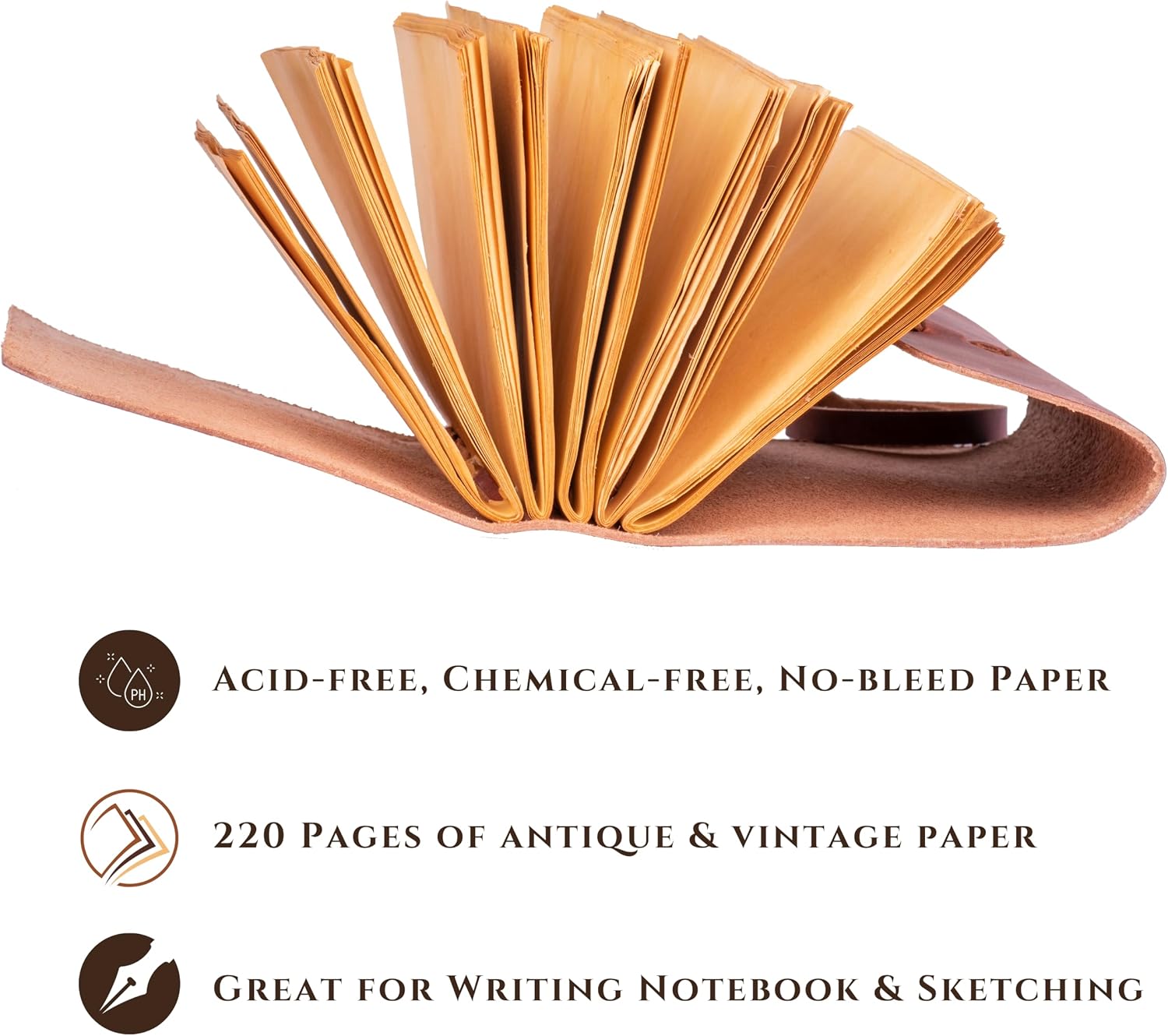 Thumbnail 5 de LEATHER VILLAGE Leather Journal, 7" x 5", Orchid Fuchsia, 220 Unlined Pages
