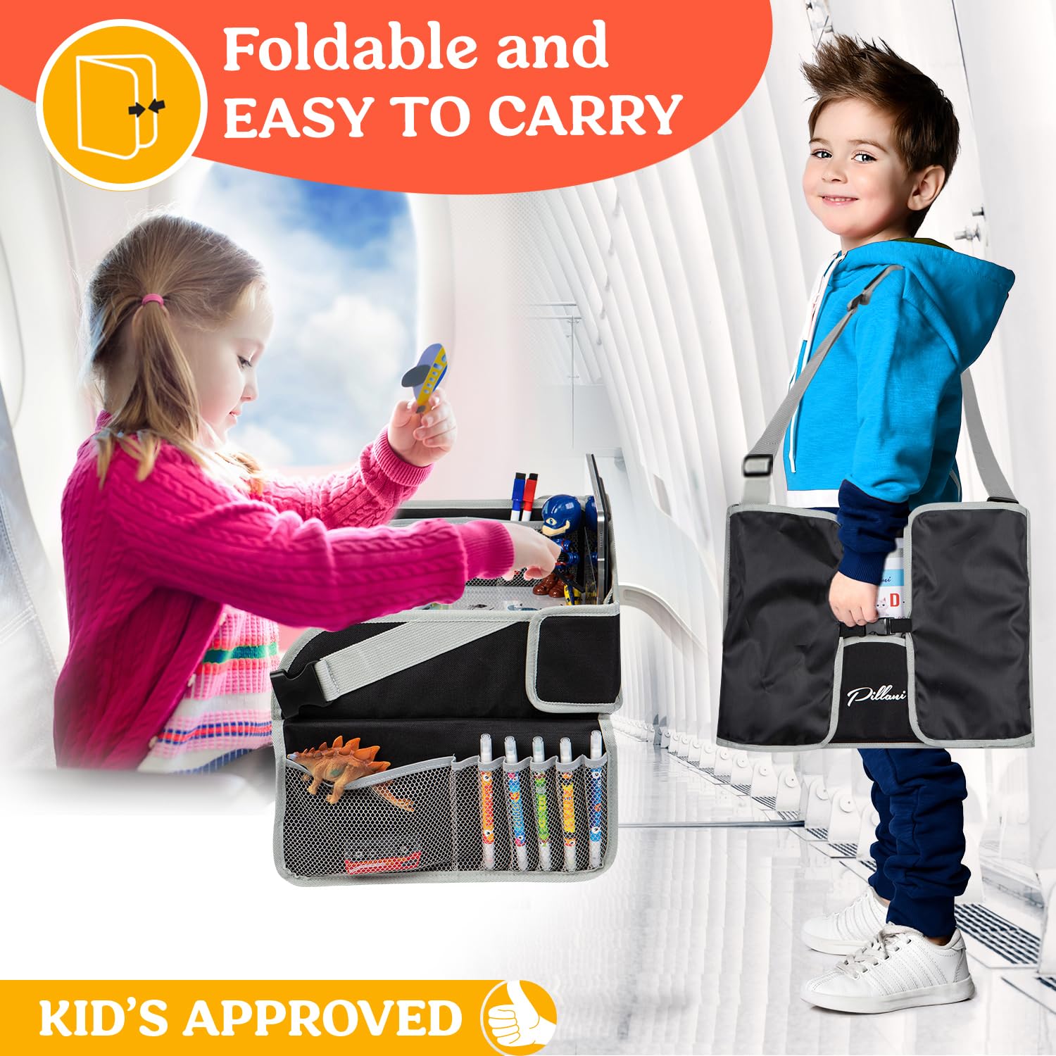 Thumbnail 4 de PILLANI Kids Travel Tray for Car: Car Seat Tray with Activity Sheets, Pens, and Bonus Printable Activities