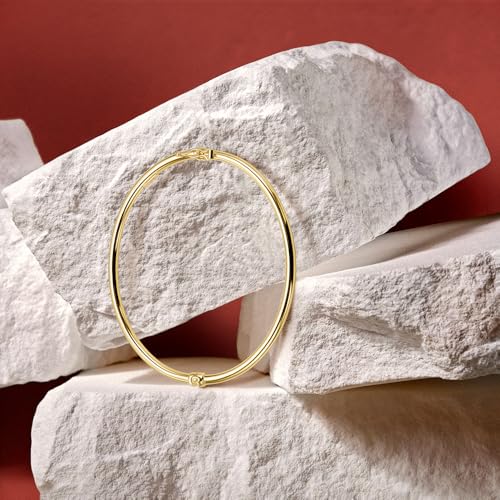 Detalle de Orovi Pulsera Rígida para Mujer: Plata de ley 925 bañada en Oro 18K, 19.5 cm