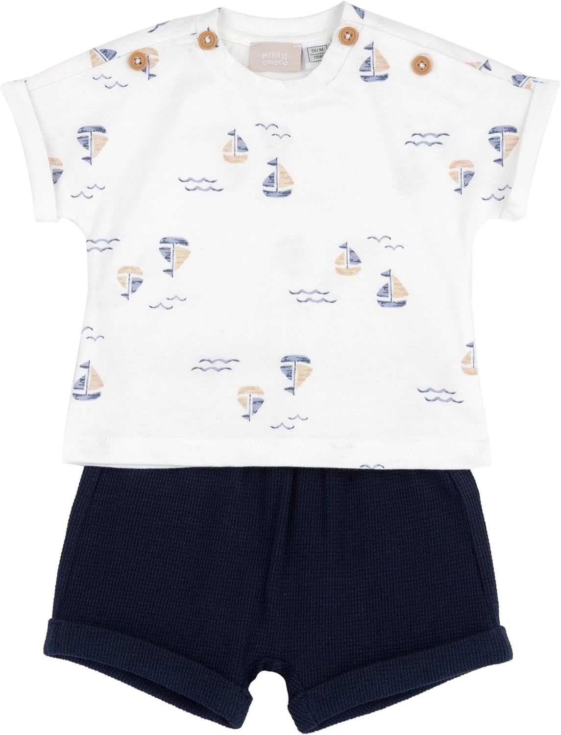 Detalle de Chicco Ensemble 261 Enrichi Graphismes À la Mode – T-shirt et Shorts Bébé garçon (lot de 1)