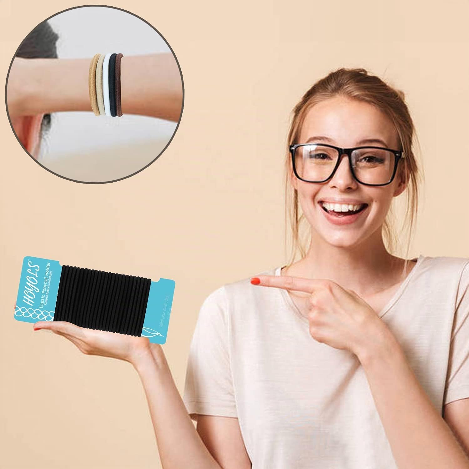 Detalle de HOYOLS Lot de 50 élastiques pour cheveux noirs tressés épais sans métal