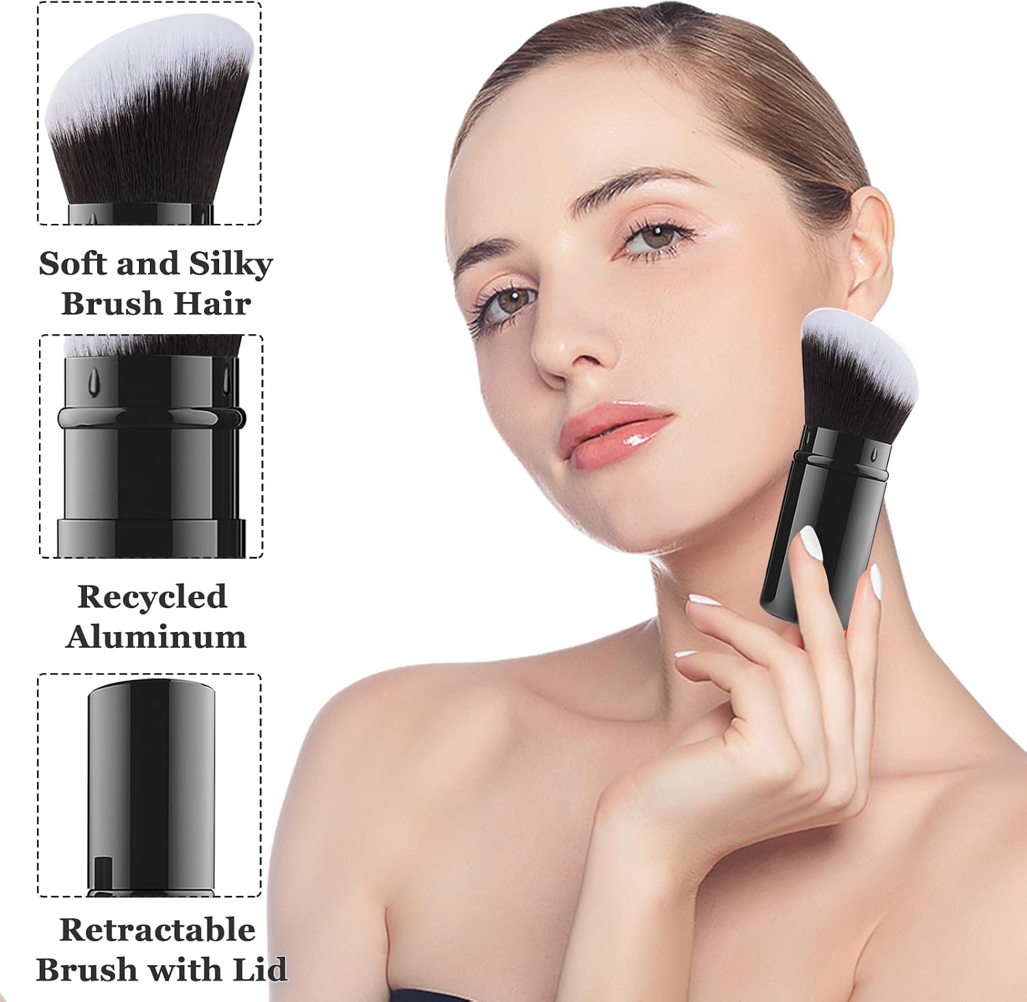 Detalle 2 de Retractable Kabuki Makeup Brush with Aluminium Handle