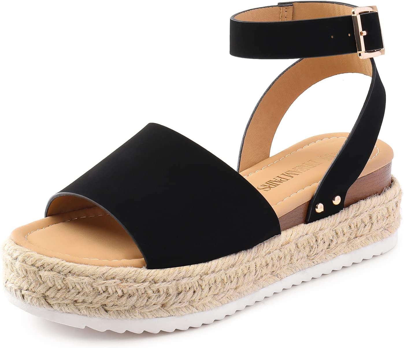 Detalle de DREAM PAIRS Women's Platform Espadrilles: Comfortable Ankle Strap Wedge Sandals