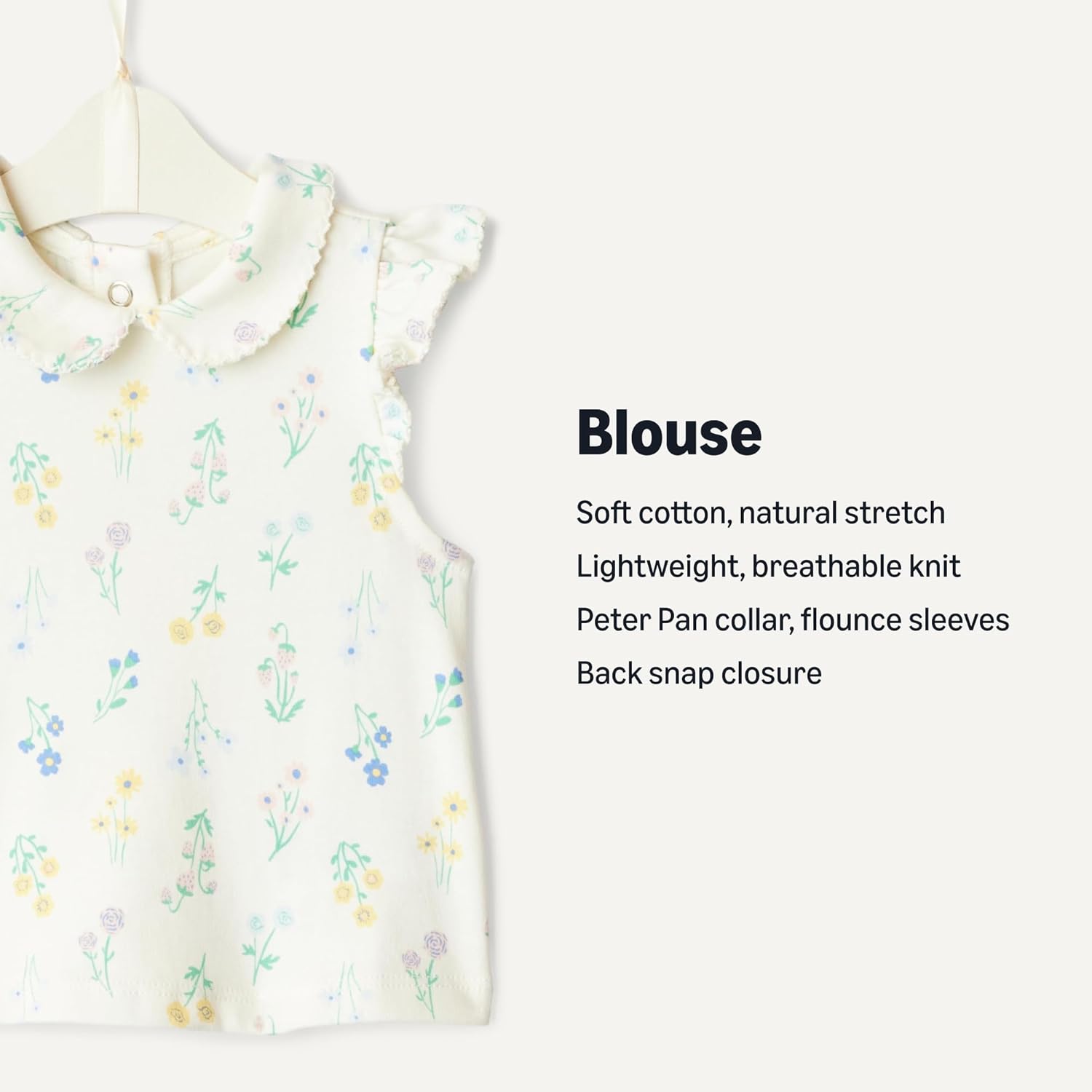 Detalle 2 de Amazon Essentials x Sofia Grainge Toddlers and Baby Girls' Cotton Short Sleeve Blouses with Ruffles (Pack of 2)
