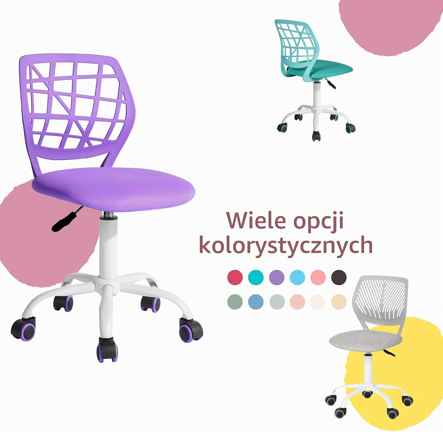 Detalle 1 de FurnitureR regulowane krzesło biurowe, obrotowe, brzoskwiniowo-różowe
