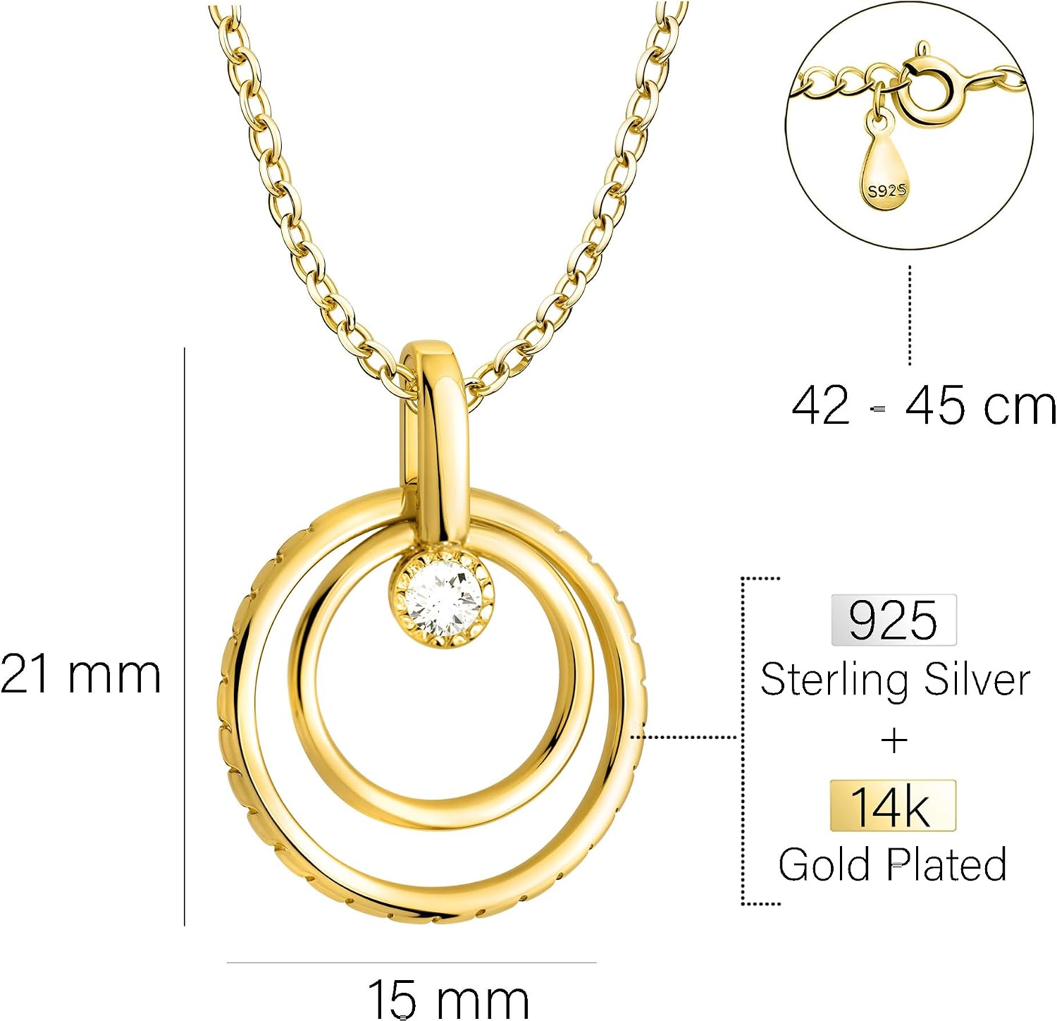 Thumbnail 3 de Sofia Milani Damen-Halskette aus 925 Silber mit Zirkonia, Kreise-Anhänger