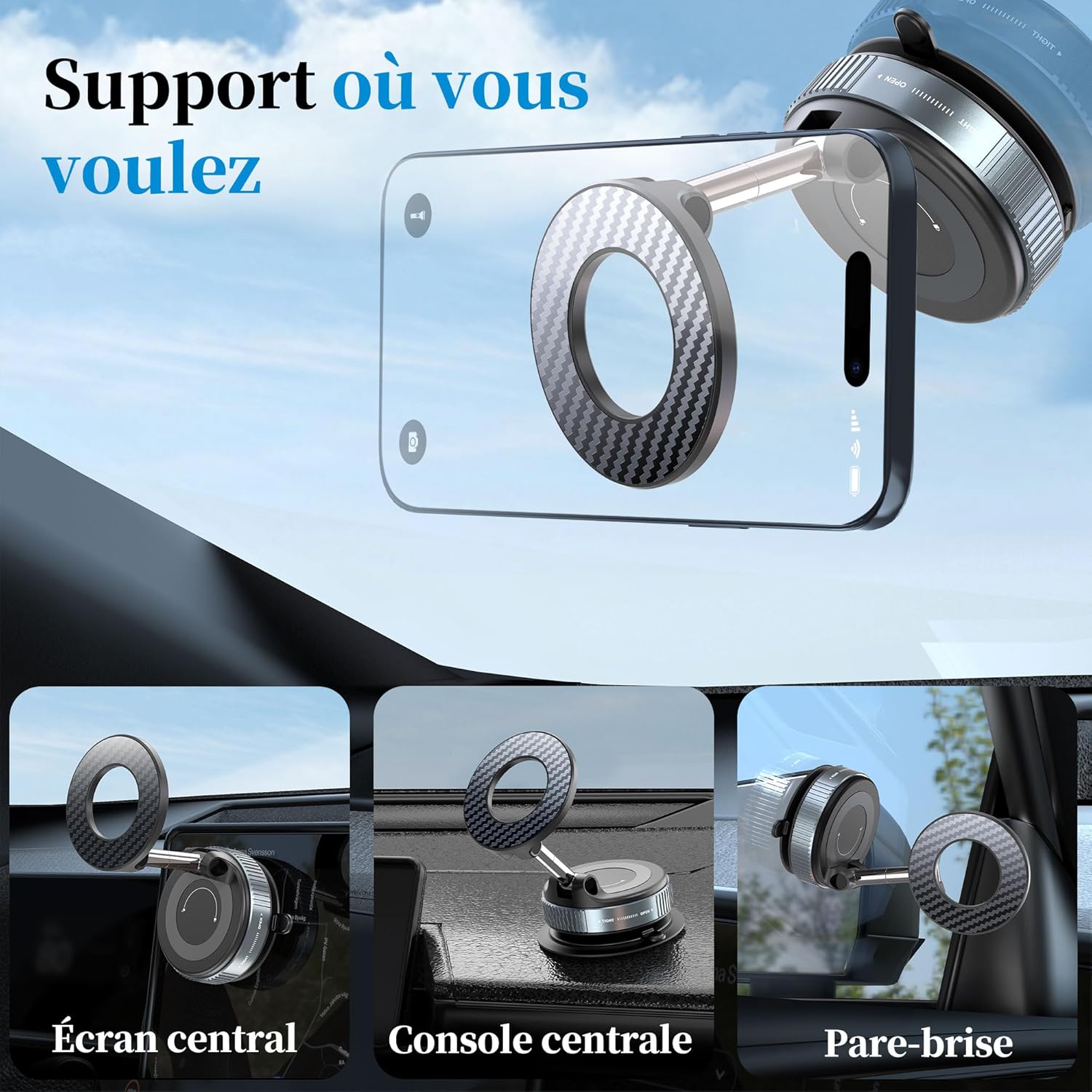 Thumbnail 3 de PlusAcc Support téléphone voiture 360°