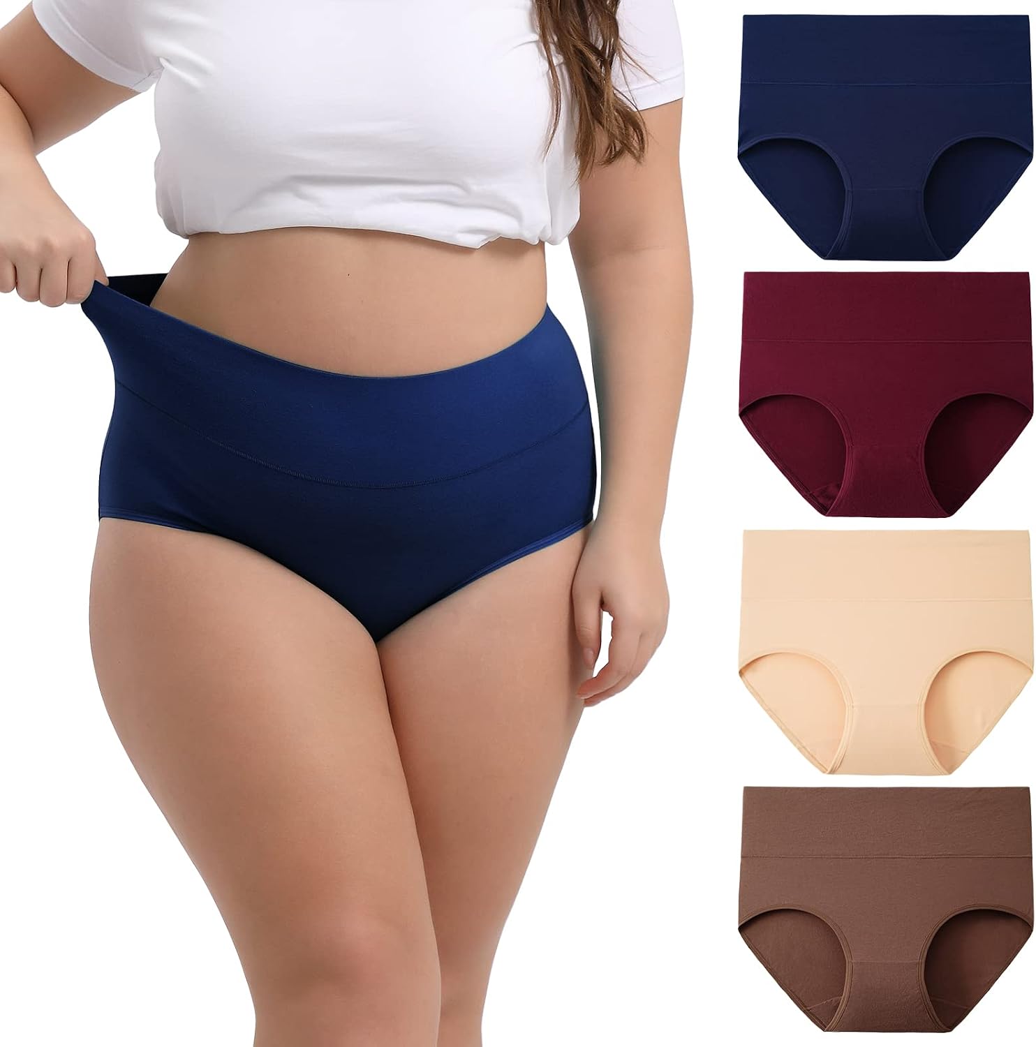 Thumbnail 6 de INNERSY Women's Plus Size High-Waisted Cotton Briefs 4-pack 🩲