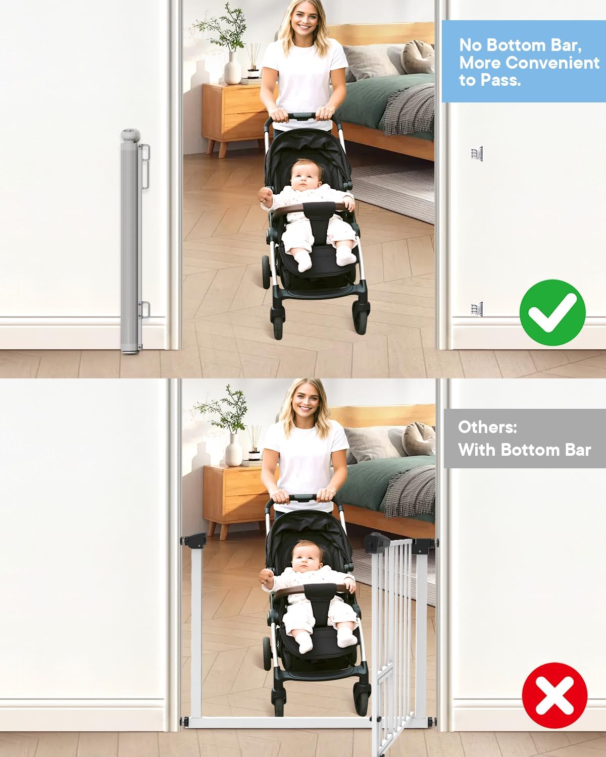 Detalle 2 de BBsecure SG025 Retractable Baby Gate, 34-Inch, Up to 55-Inch Wide, White