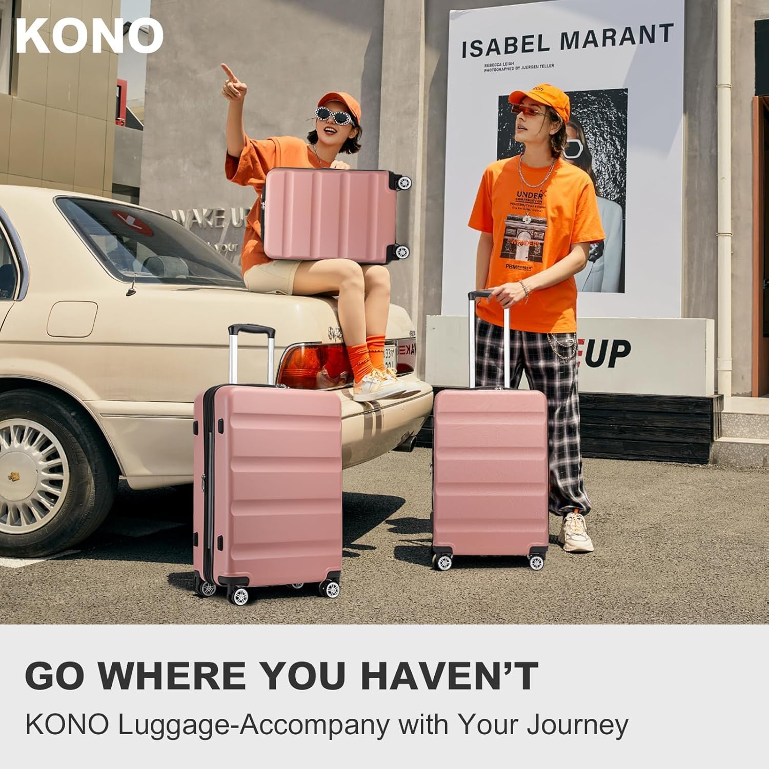 Thumbnail 6 de Kono 28 Inch Large Suitcase – Expandable Hard Shell Luggage in Nude