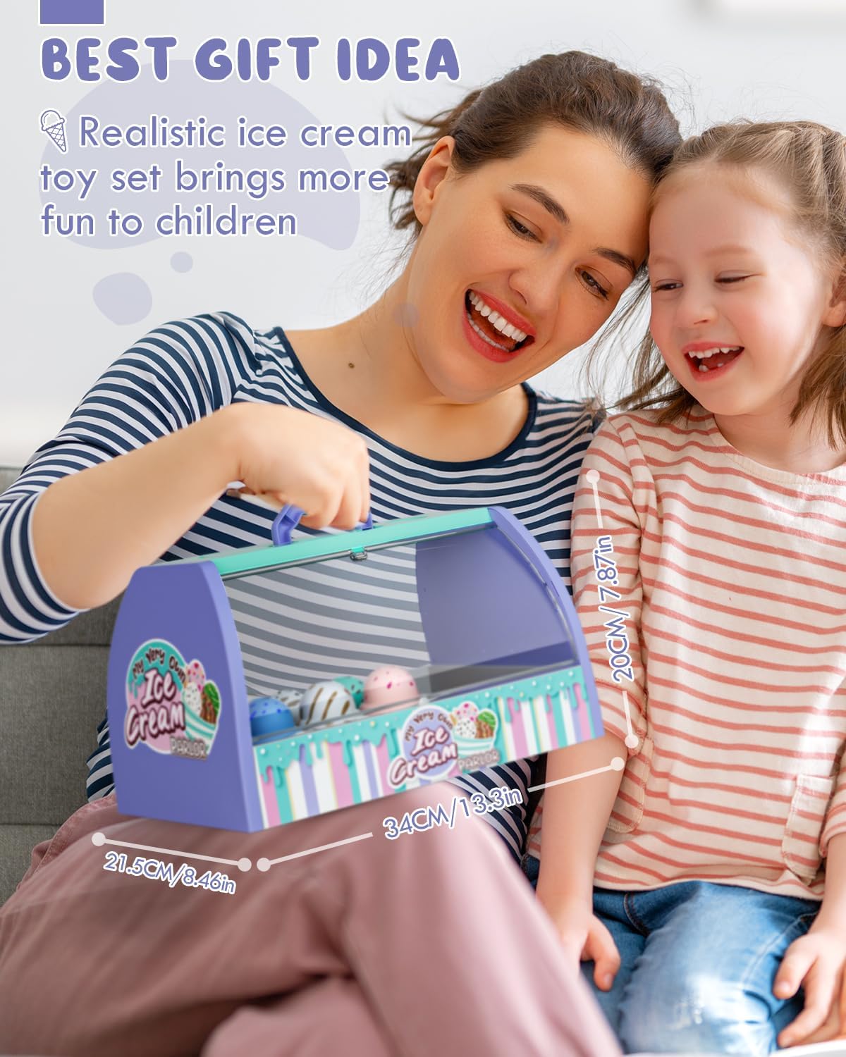 Detalle 2 de Lehoo Castle Ice Cream Toys for Kids – 28-Piece Ice Cream Counter Set (Purple)