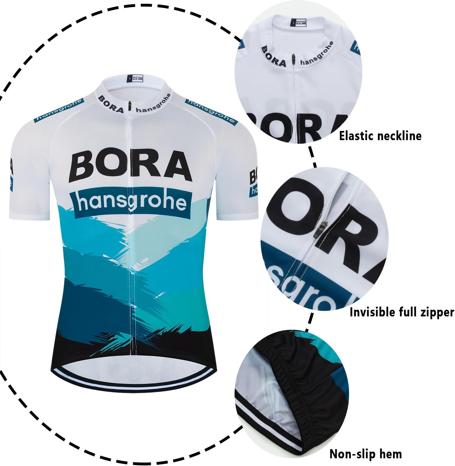 Detalle de HOMTOL Rennrad Trikot Herren Kurzarm – Set mit 3D-Gel-Polster, atmungsaktiv