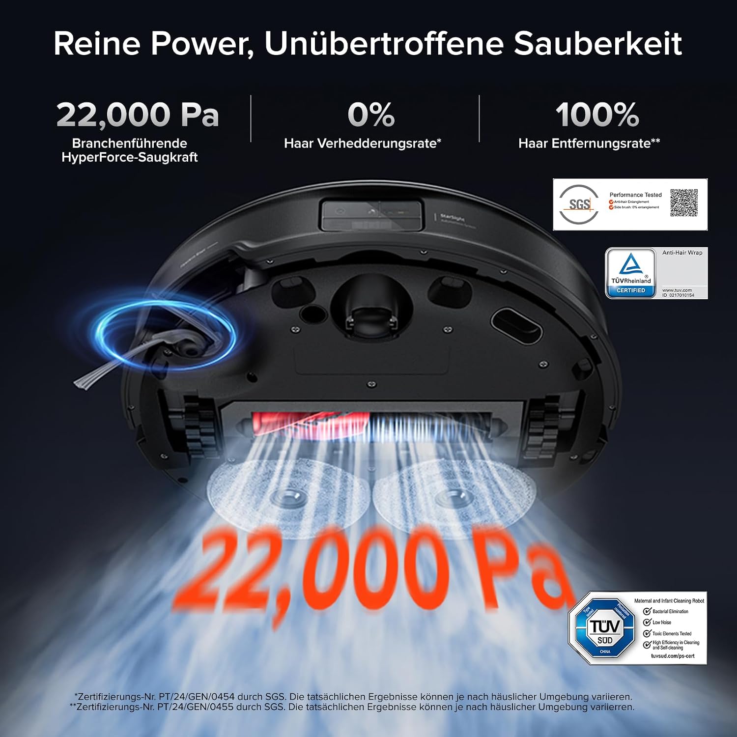 Detalle de roborock Saros 10R Saugroboter mit Wischfunktion – ultra flach, autonomes Reinigungs-System und Smart Docking