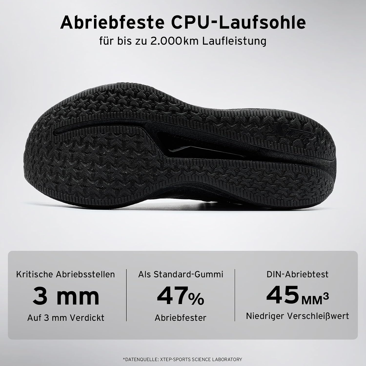 Detalle 2 de XTEP Professionelle 2000km Herren-Laufschuhe für Prüfungstraining – hohe Dämpfung & rutschfeste Laufsohle