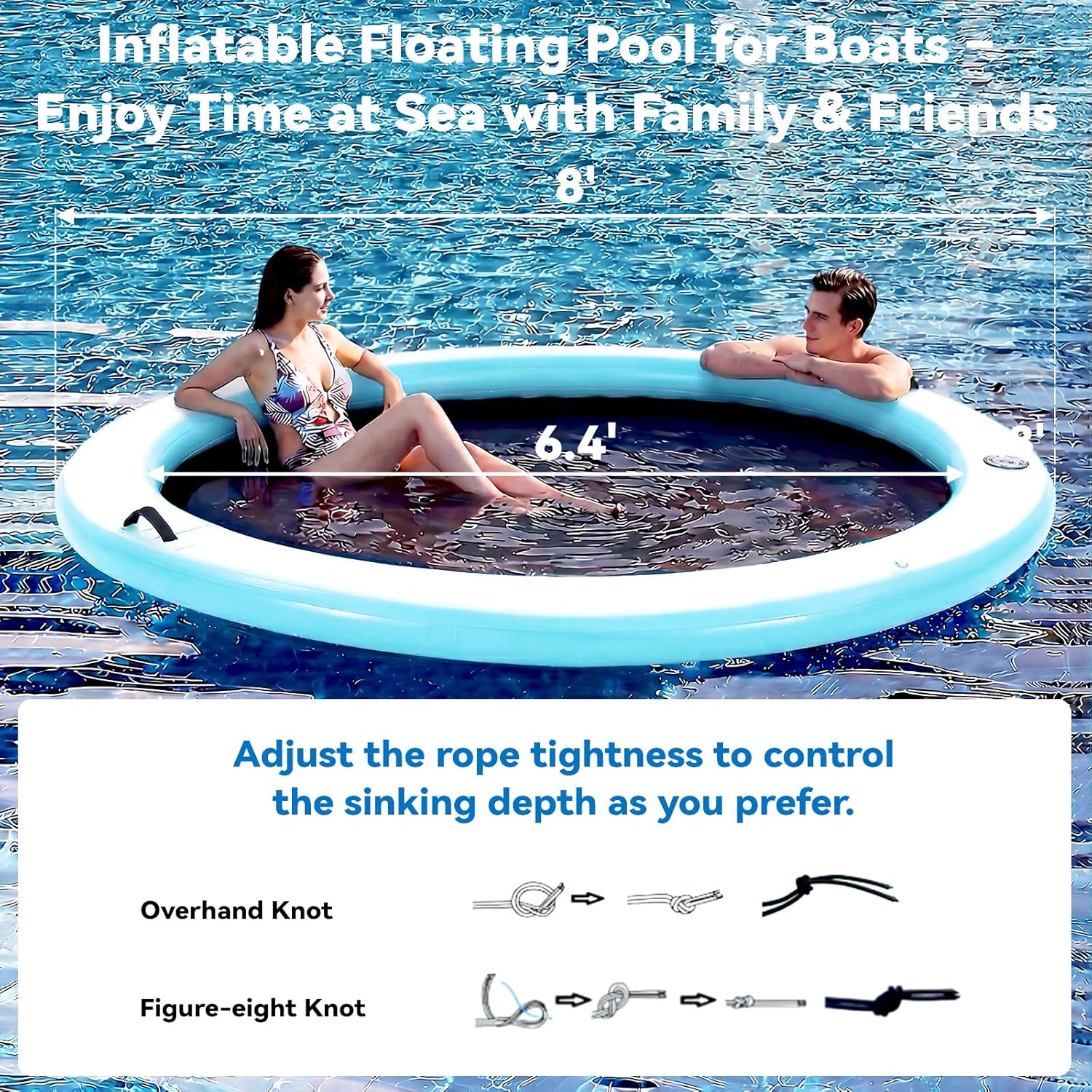 Detalle 2 de Danrelax 6-12FT Round Inflatable Floating Dock with Sunchill Float Ring
