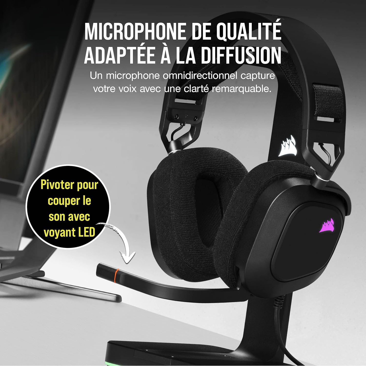 Thumbnail 2 de Corsair HS80 RGB USB : casque gaming premium avec Dolby Son Surround 7.1 et micro omnidirectionnel