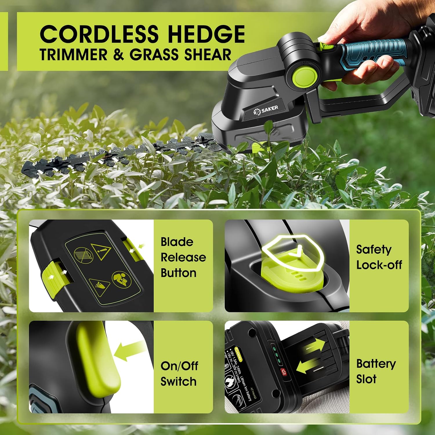 Thumbnail 1 de Saker 2 in 1 hedge trimmer 20V
