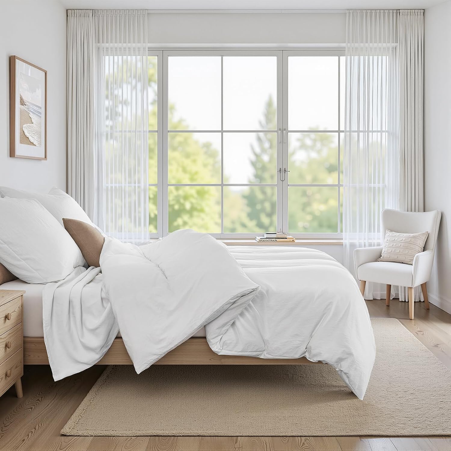 Thumbnail 6 de Duvetnova Super King Size Duvet Cover Set – White, Ultra-Soft Microfibre with Zipper Closure (260 x 220 cm) + 2 Pillowcases