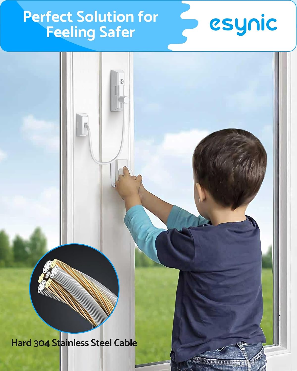 Thumbnail 6 de eSynic Window Locks for UPVC Windows – 10 Pack Cable Privacy & Safety Restrictors