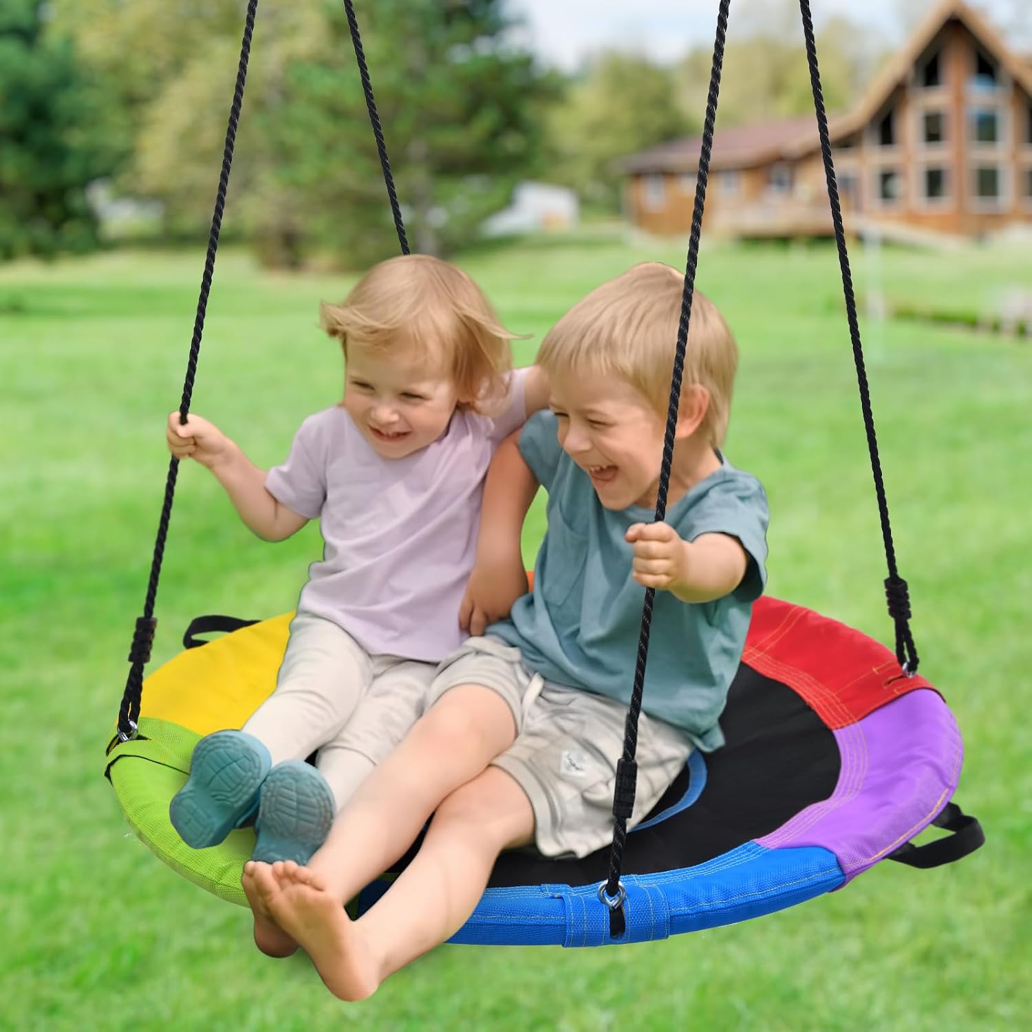 Thumbnail 6 de Trekassy Nestschaukel Outdoor 300 kg XXL 100 cm Tellerschaukel – Stahlrahmen, 900D Textilene, wetterfest