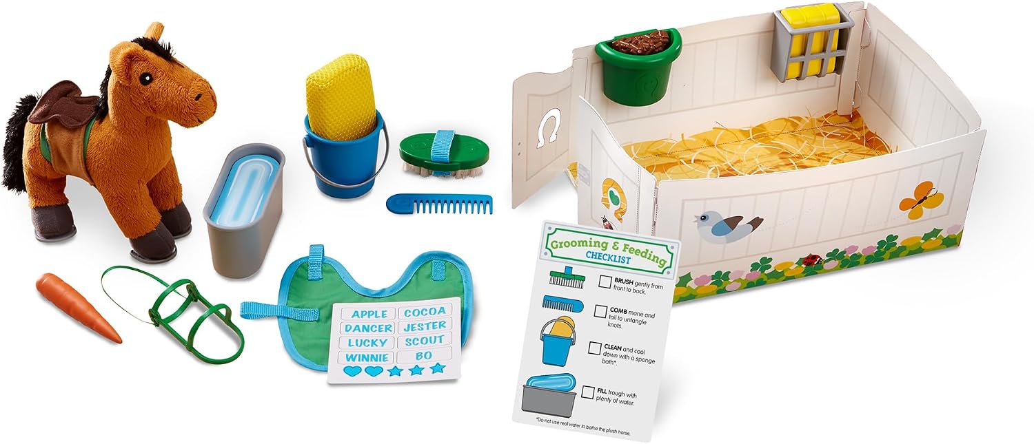 Thumbnail 3 de Melissa & Doug Feed & Groom Horse Care Play Set with Plush Horse (23 pcs)