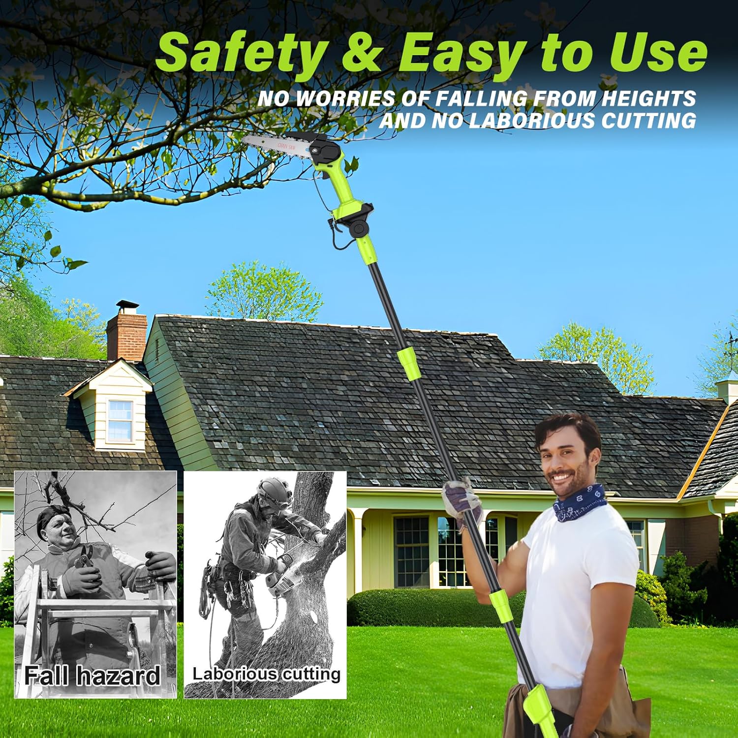 Thumbnail 5 de Cordless Pole Saw 12.47Ft: 2-in-1 Long Reach Saw & Handheld Chainsaw (6'')