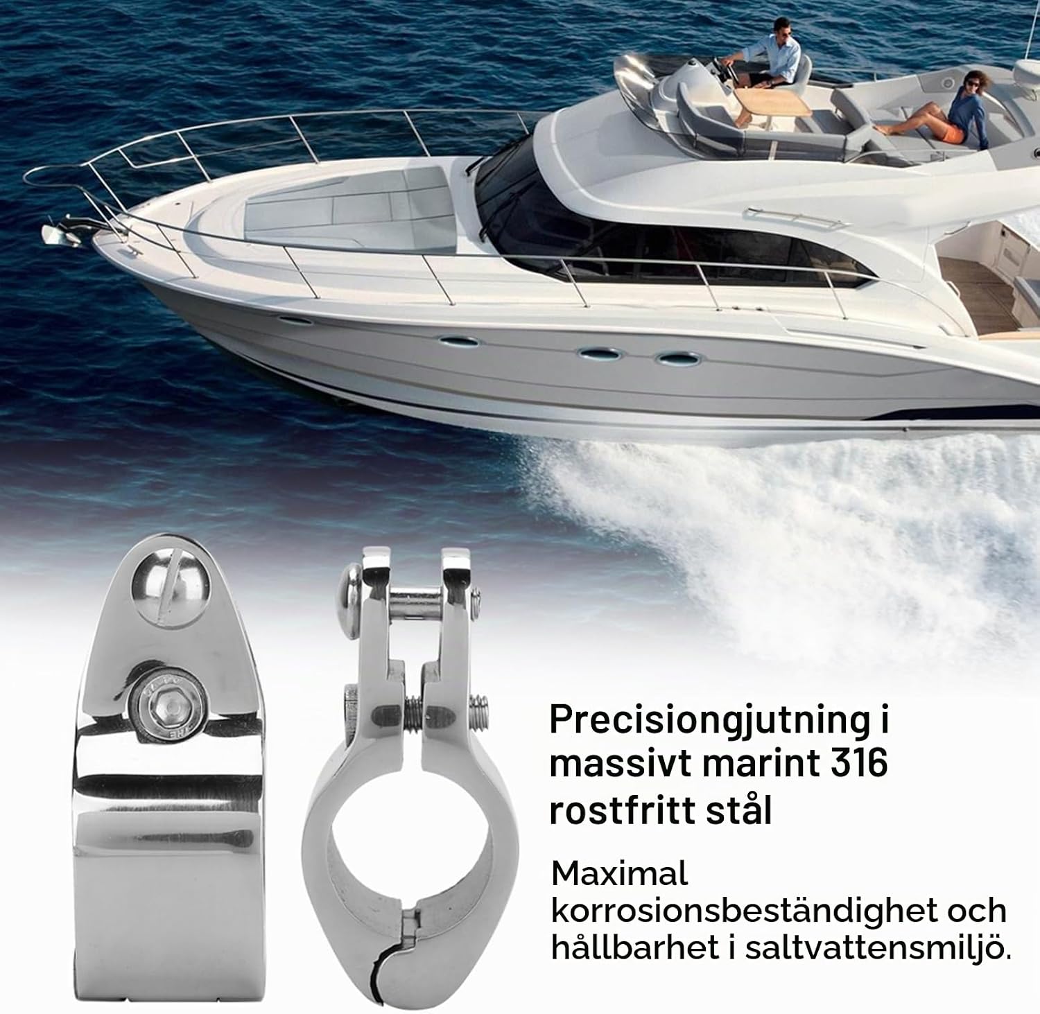 Detalle de EBTOOLS 25 mm käftslide för bimini i 316 rostfritt stål, 2-pack