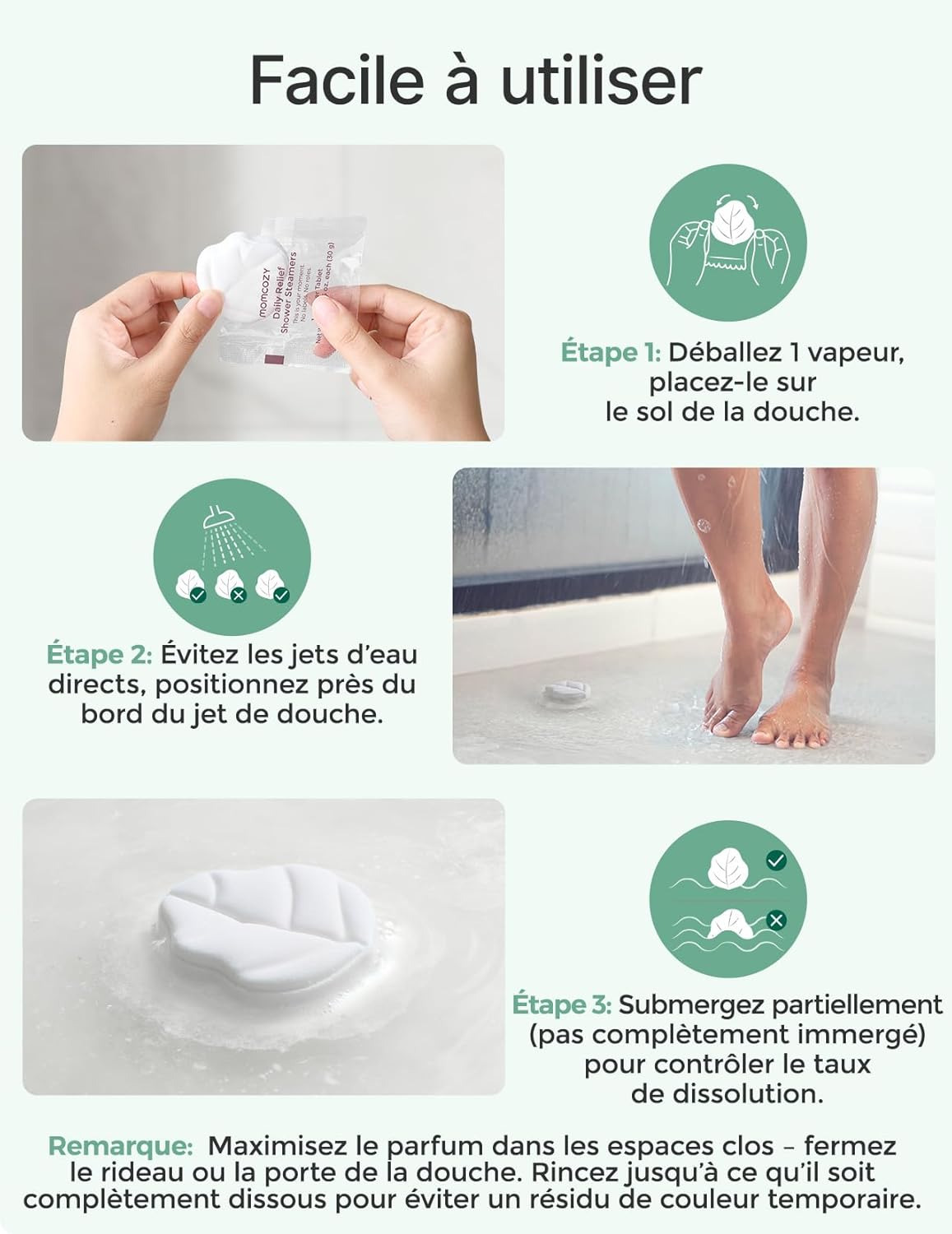 Detalle 2 de Bombes de douche Momcozy – lot de 14 vaporisateurs feuille d’eucalyptus à la menthe poivrée et eucalyptus
