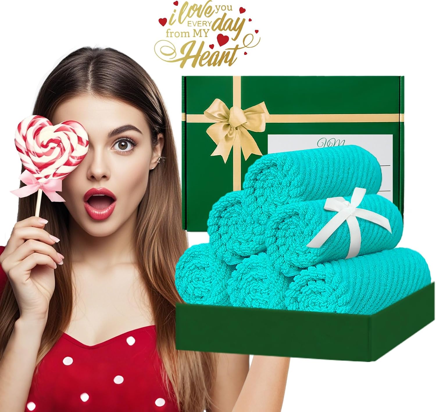 Detalle de Turquoise 100% Cotton Washcloths (Set of 6, 13"x13") — Soft, Absorbent, Quick-Dry