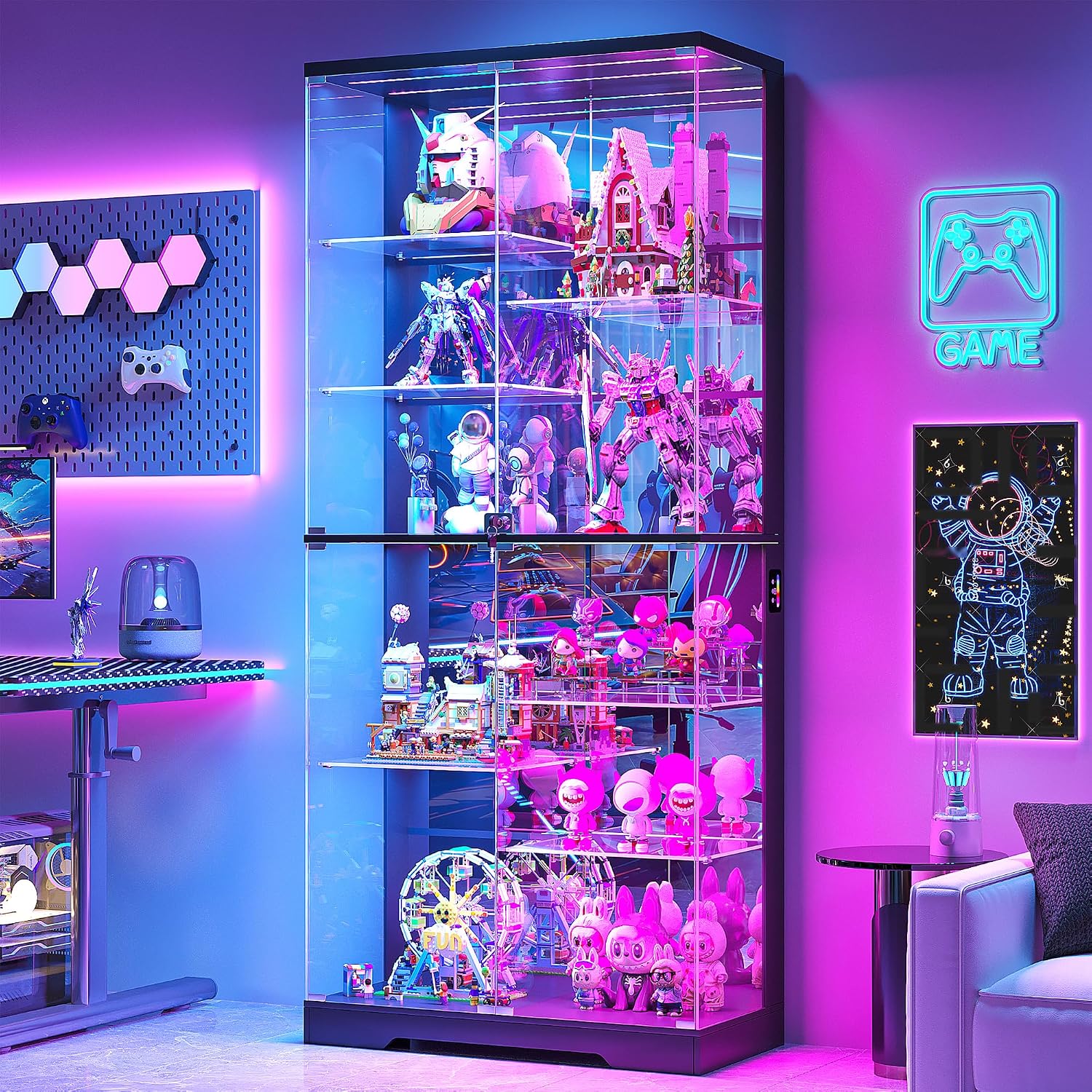 Detalle de Lvifur Glass Display Cabinet, 10-Tier