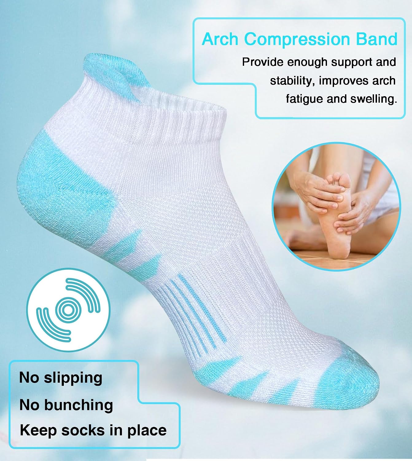 Thumbnail 5 de Heyoboy Womens Ankle Anti-blister Running Socks 5 Pairs