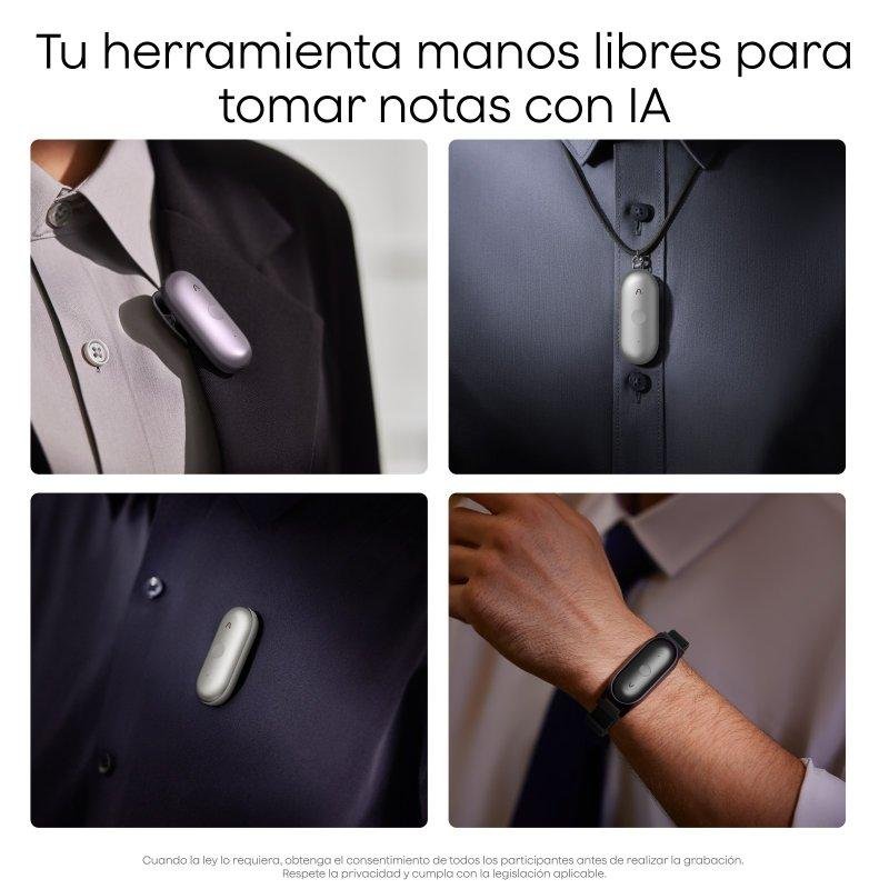 Detalle de Plaud NotePin S IA 64GB: grabadora de voz multModal con transcripción en 112 idiomas