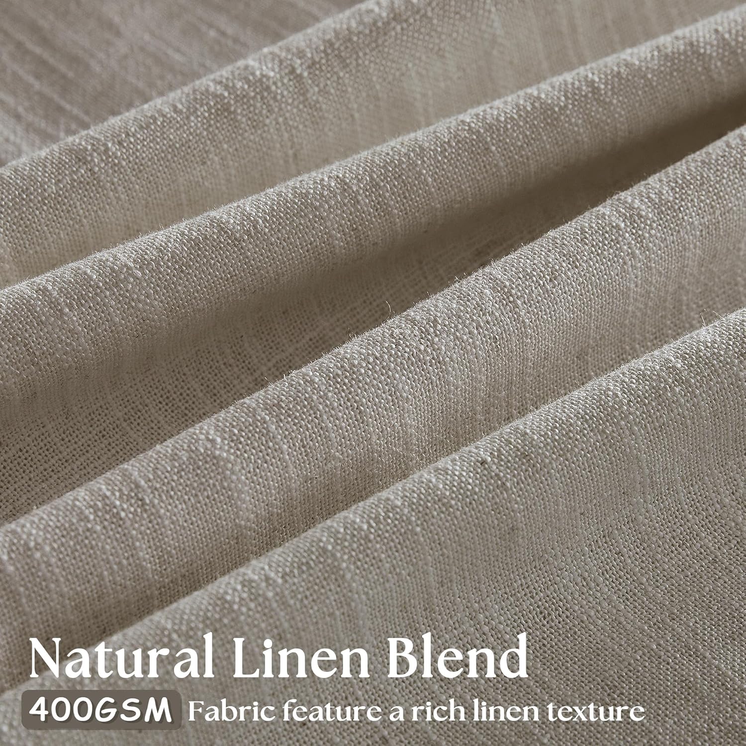 Thumbnail 2 de Extra-wide linen pinch pleat curtains (semitransparent) — 60 x 108 in, 2 panels, jute brown