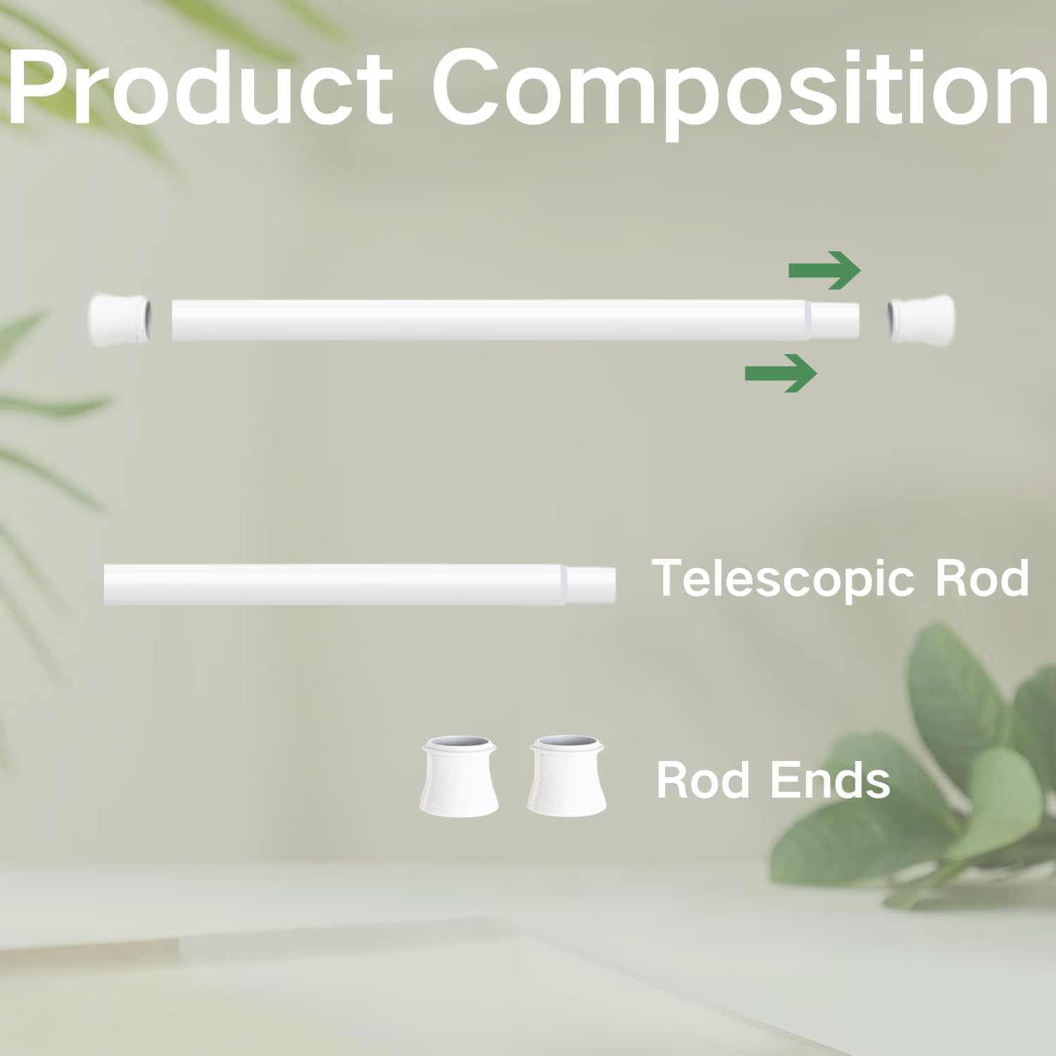 Thumbnail 4 de Extendable Shower Curtain Pole: Non-Slip, Adjustable Telescopic Rod (190–410 cm) with 32 mm Ø, White