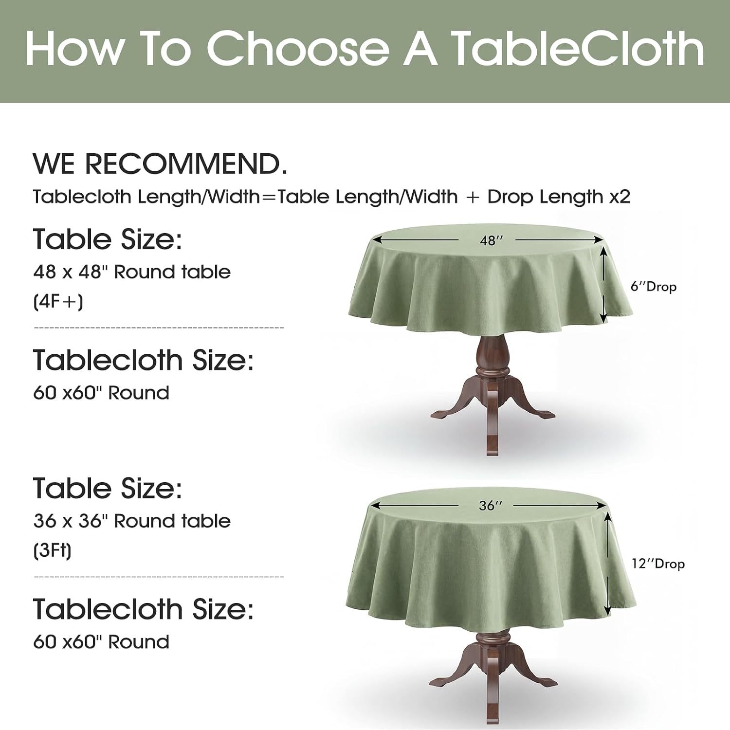 Detalle 1 de Veblandy Round Tablecloth, 60-Inch