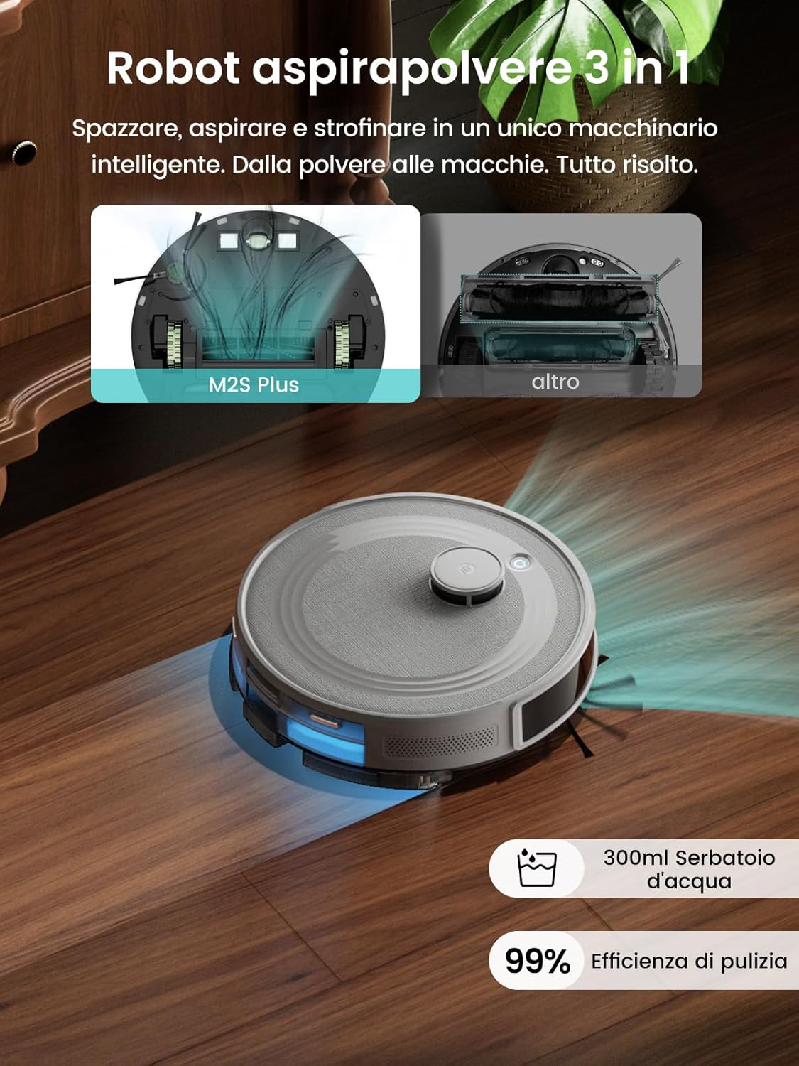 Thumbnail 1 de Lefant M2S Plus: robot aspirapolvere lavapavimenti con mappatura Laser dToF e controllo vocale