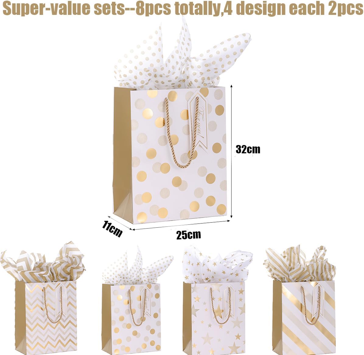 Detalle 2 de Dimetey Gift Bags 8pcs Large 12.6in